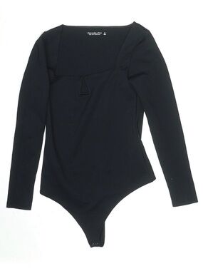 Abercrombie & Fitch Black Square Neck Long-Sleeve Bodysuit